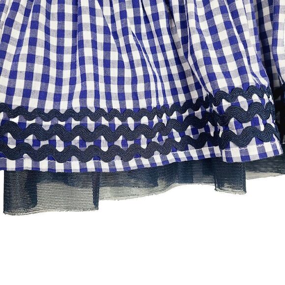 Blumarine Baby Dress Italy 4 Blue White Gingham Check Tiered Sleeveless A-Line - Picture 3 of 7